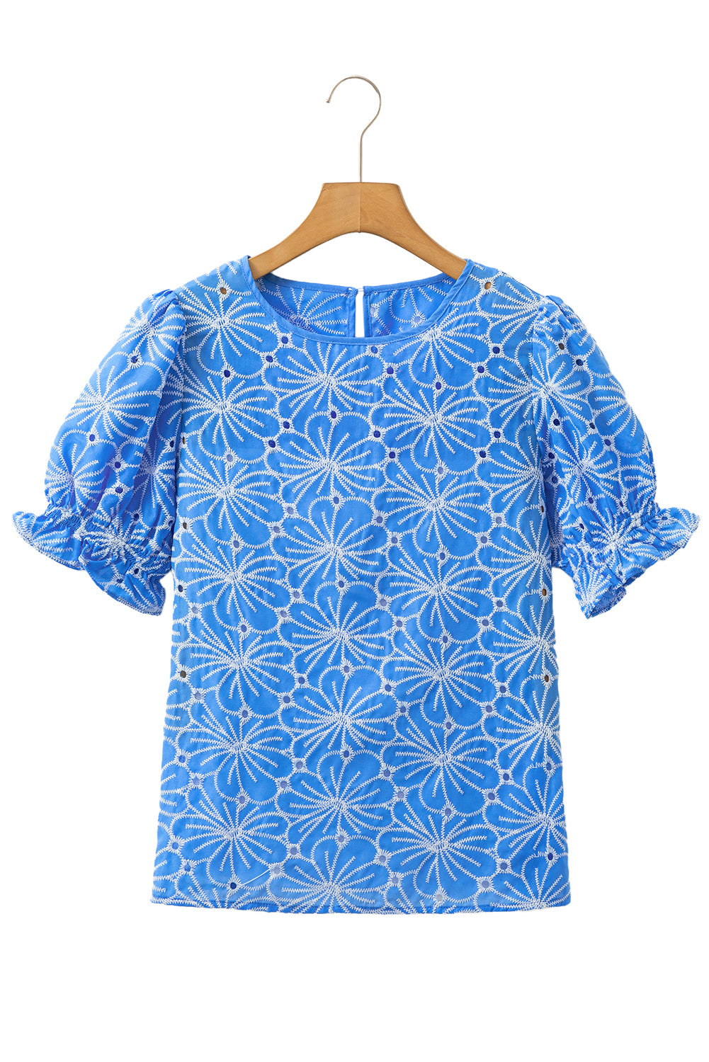 Aeris | Damesblouse met pofmouwen en bloemenborduursels