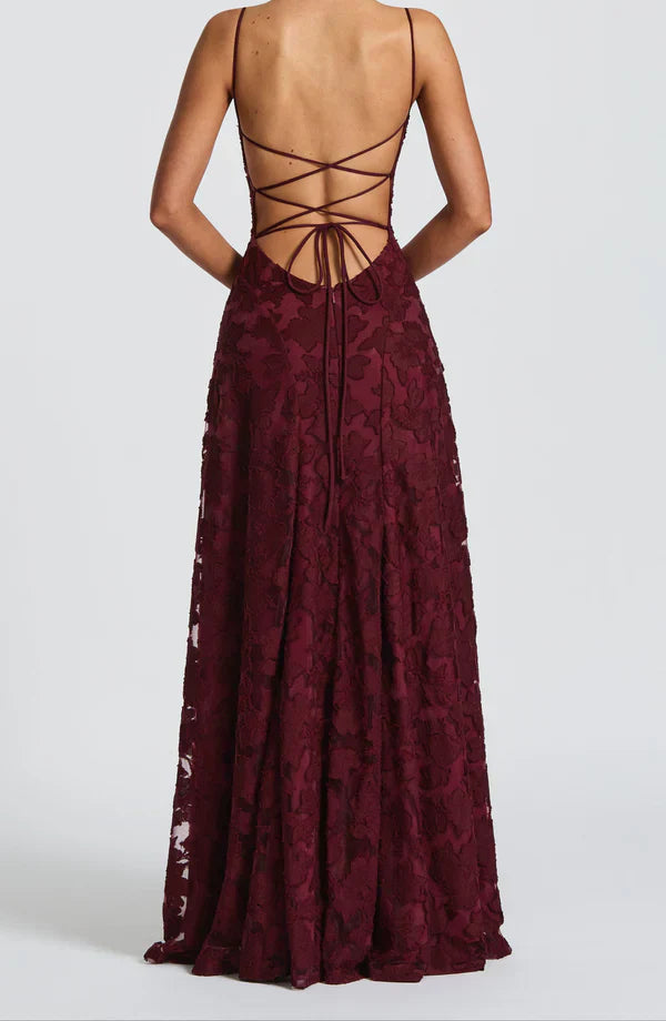 Elowria | Elegante maxi-jurk voor dames met kantdetail – formele lange jurk voor bruiloften
