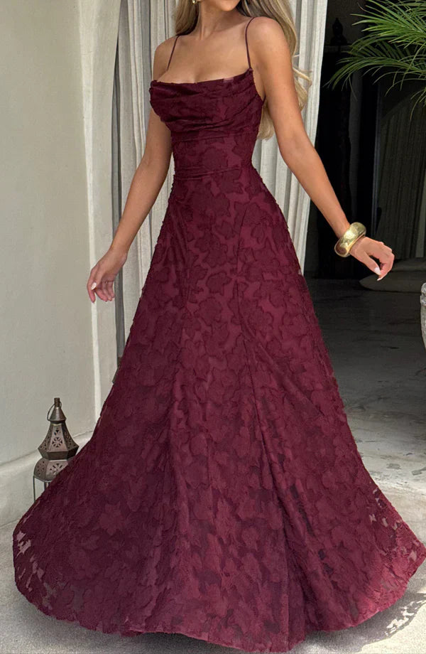 Aenara | Elegante, soepel vallende jurk, casual-chique maxi-jurk met kanten details