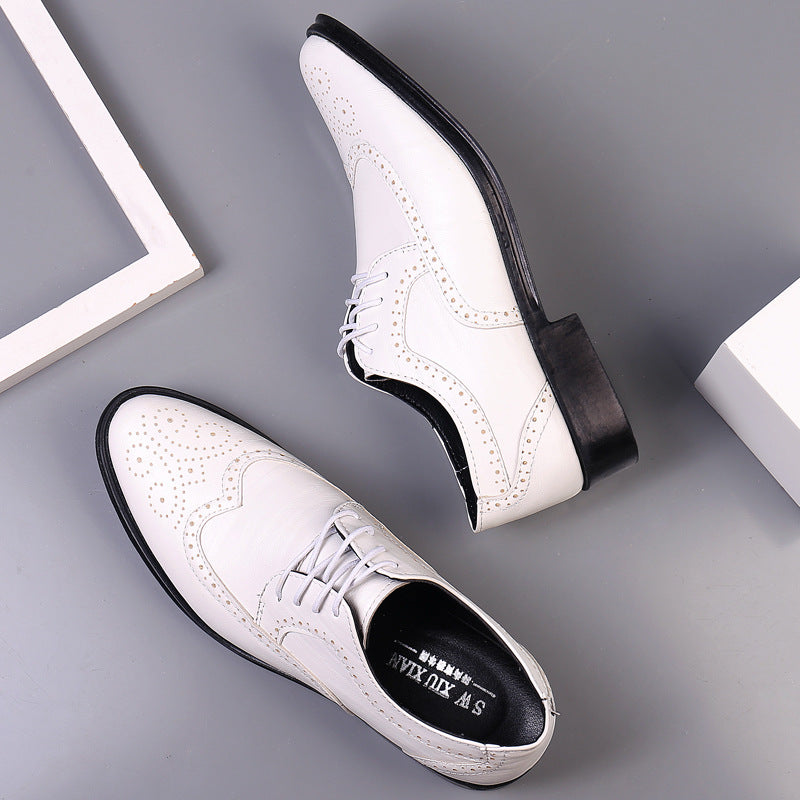 PrestigeStep | Chaussures habillées Oxford Brogue classiques pour hommes - Chaussures formelles à lacets et bout golf