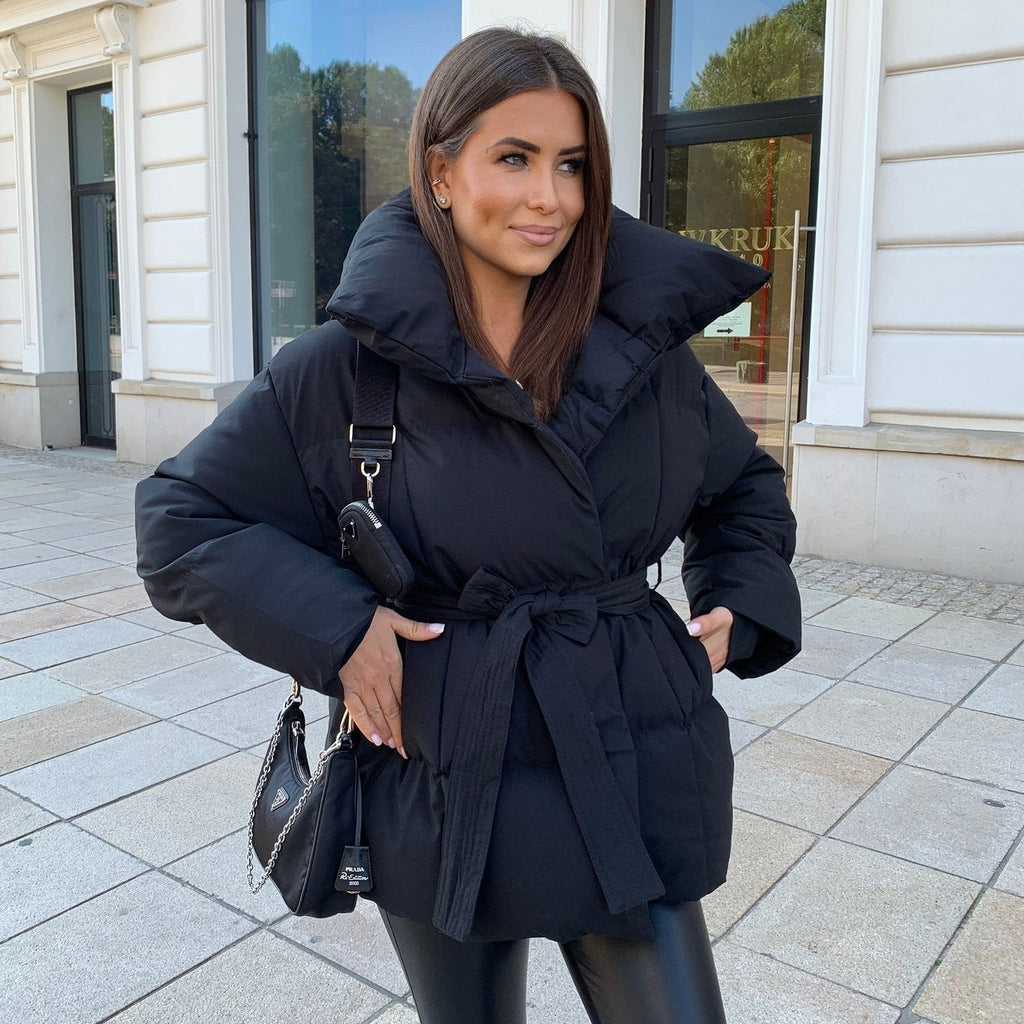 Madelief | Doudoune chic avec ceinture à nouer, manches bouffantes, coupe moderne, veste confortable