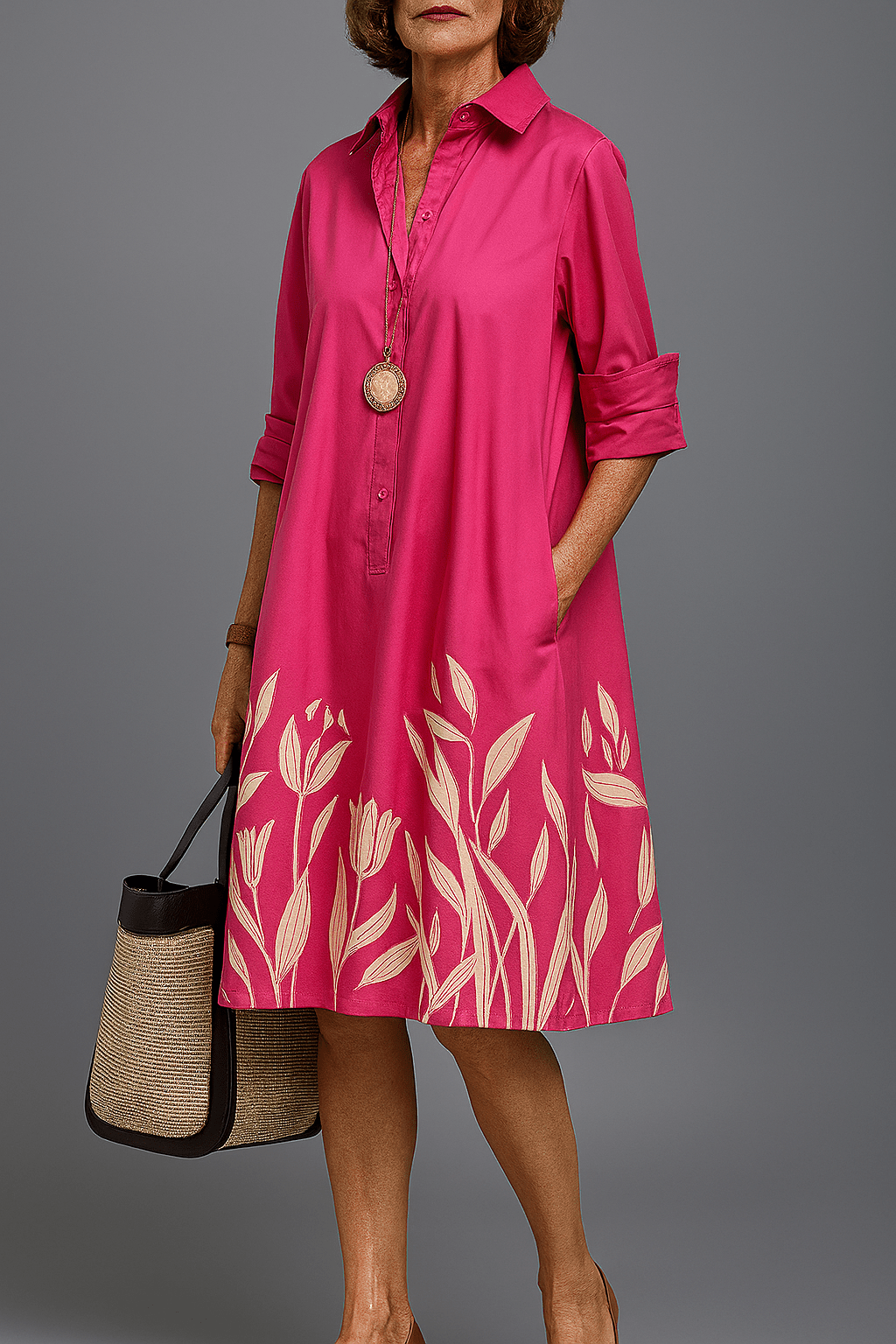 Oyae | Comfortabele midi-jurk voor dames – Casual, losse pasvorm