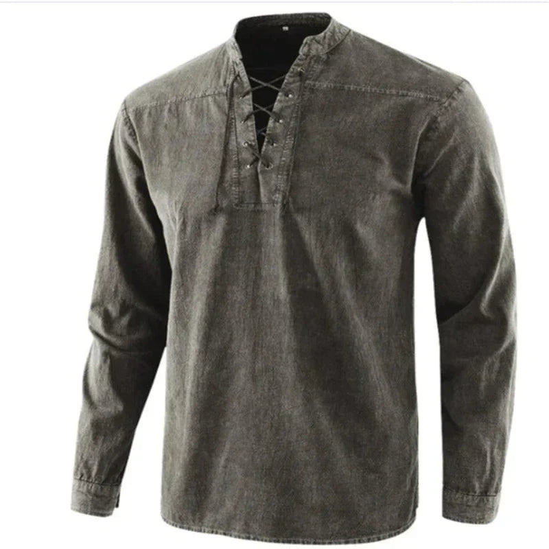 Mylo | Heren casual V-hals shirt – slim fit T-shirt van katoenmix met korte mouwen