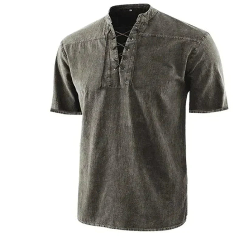 Mylo | Heren casual V-hals shirt – slim fit T-shirt van katoenmix met korte mouwen