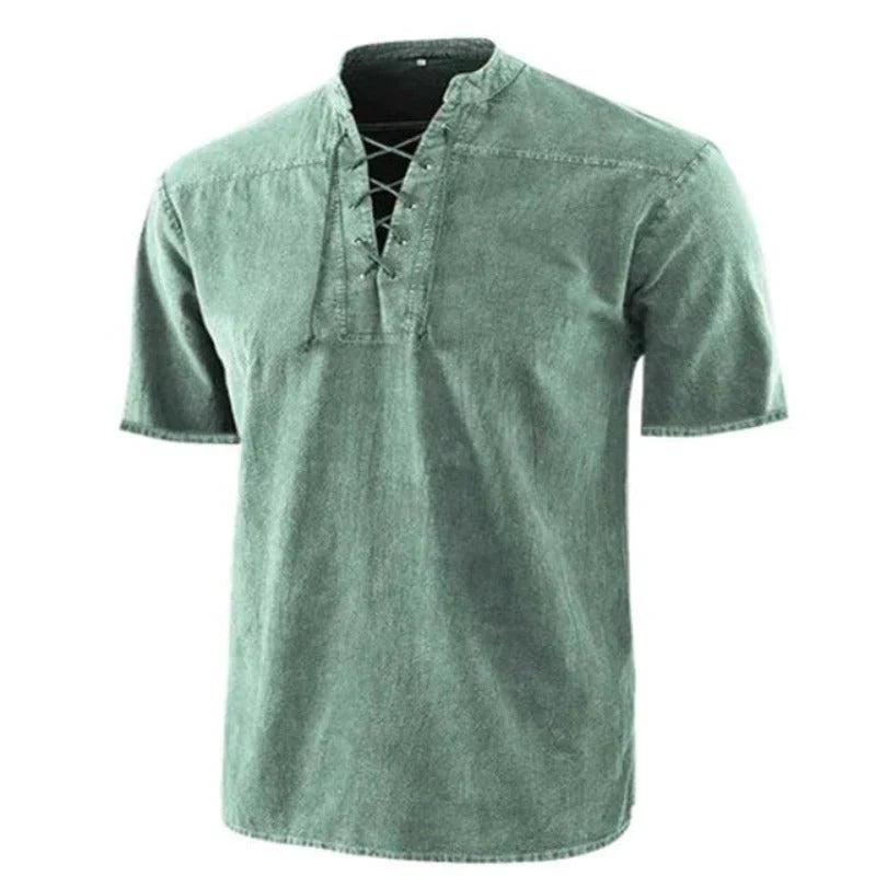 Mylo | Heren casual V-hals shirt – slim fit T-shirt van katoenmix met korte mouwen