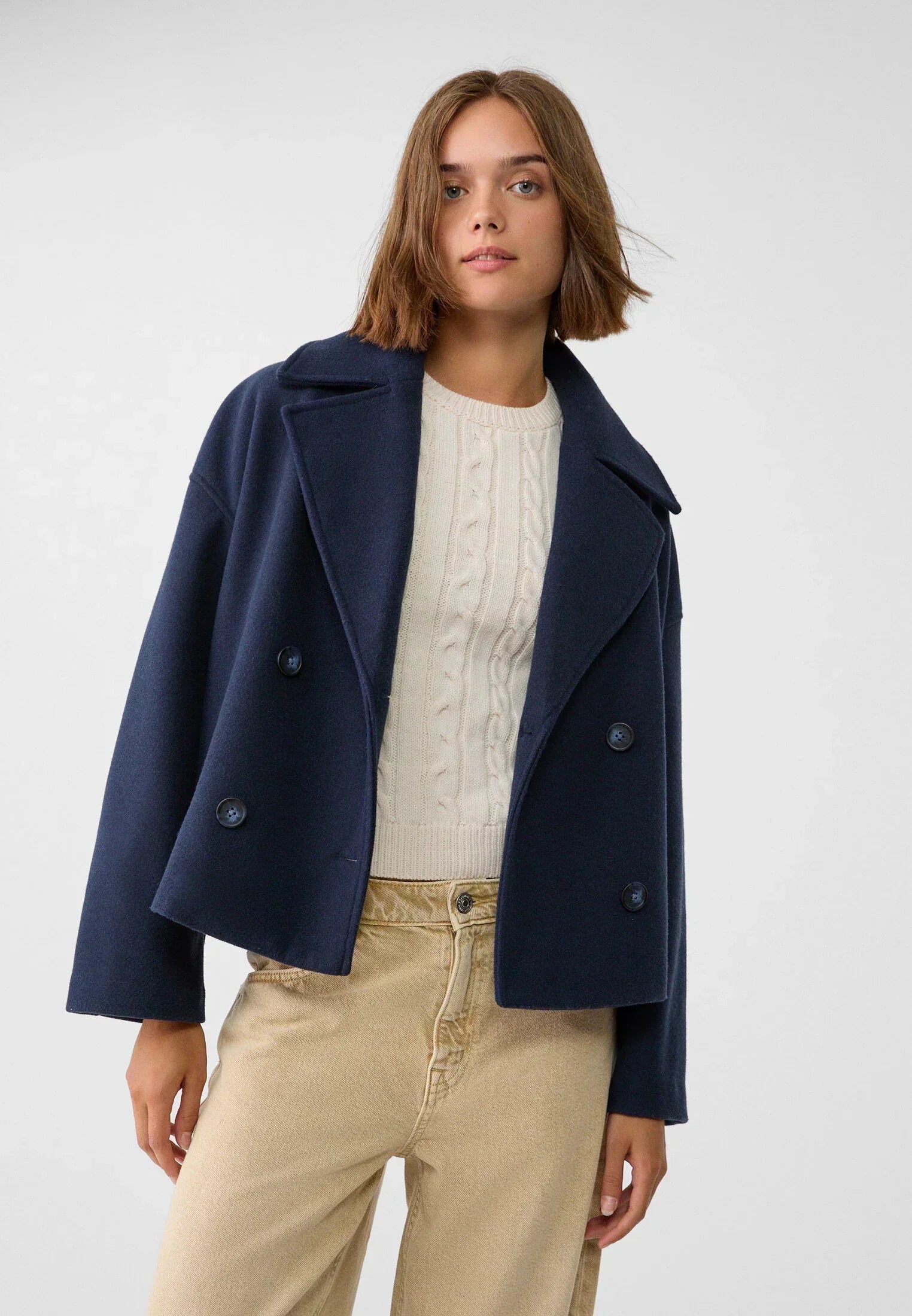 Serelle | Kurzer Damenmantel mit Doppelknopfverschluss – Stilvolle Freizeitjacke im klassischen Design