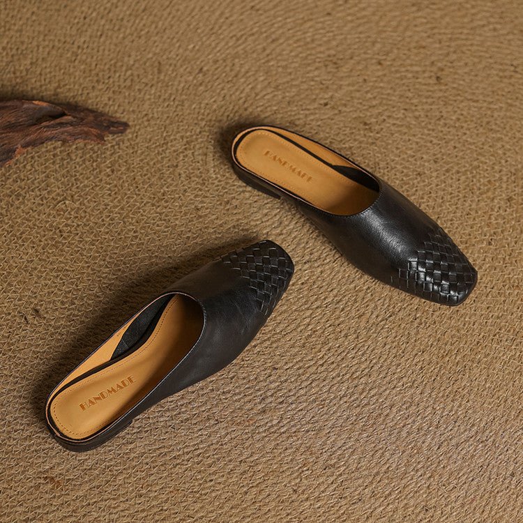 Rola | Geweven leren damesmuiltjes – platte instap ballerina’s, premium leren comfortschoenen