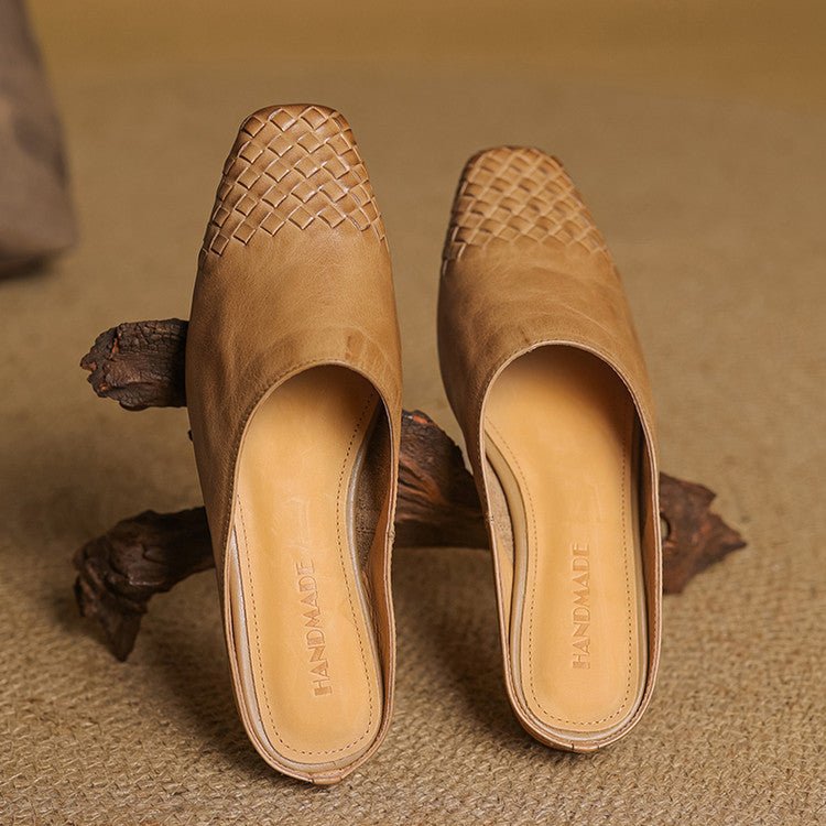 Rola | Geweven leren damesmuiltjes – platte instap ballerina’s, premium leren comfortschoenen