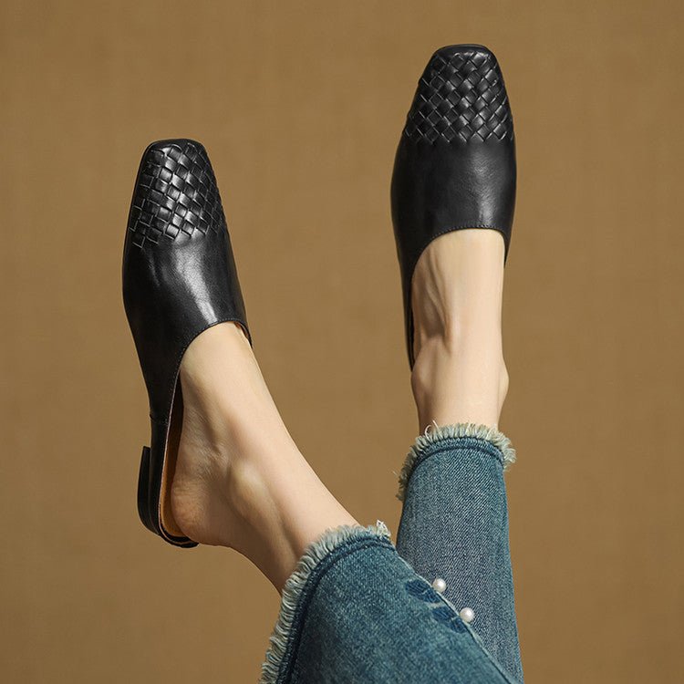 Rola | Geweven leren damesmuiltjes – platte instap ballerina’s, premium leren comfortschoenen