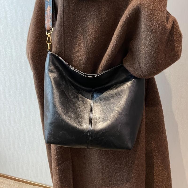 Classtra | Sac bandoulière classique en cuir, bandoulière ajustable à motifs, grande capacité