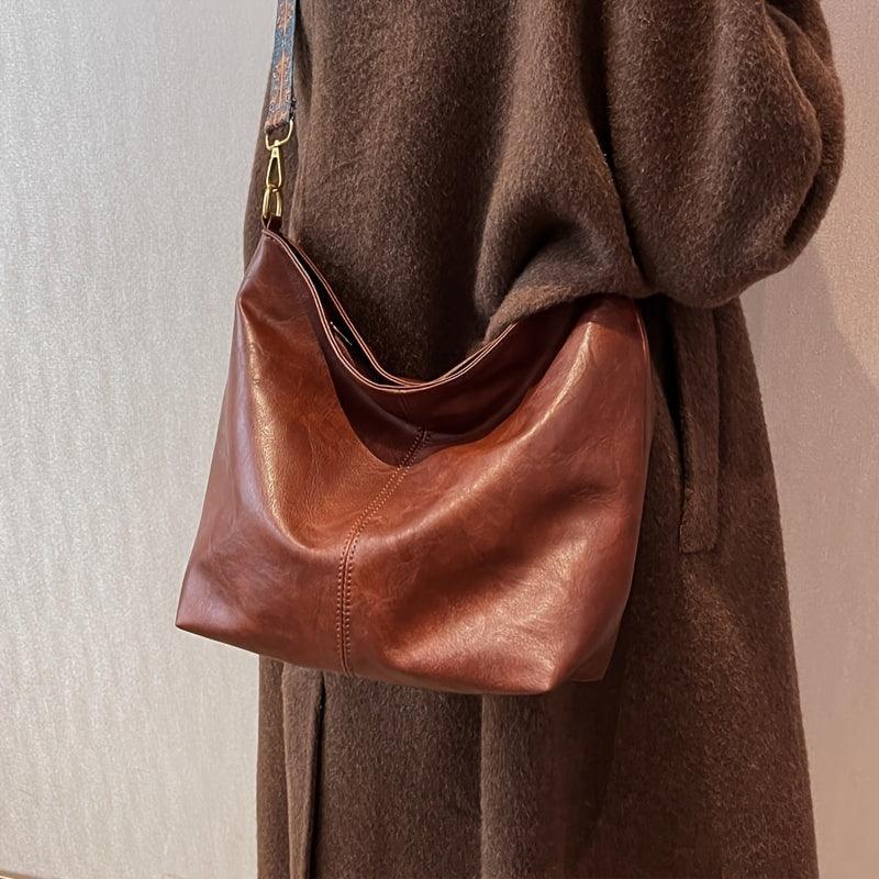 Classtra | Sac bandoulière classique en cuir, bandoulière ajustable à motifs, grande capacité
