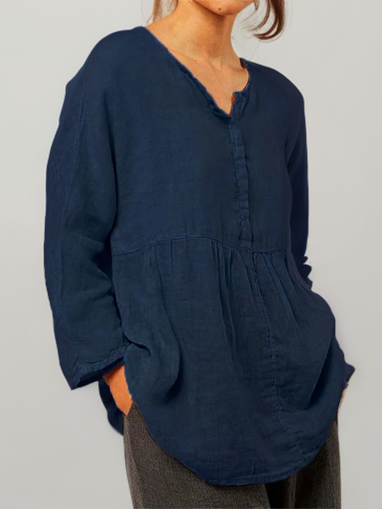 Cressia | A-lijn tuniek top voor dames – comfortabele casual blouse met knoopsluiting