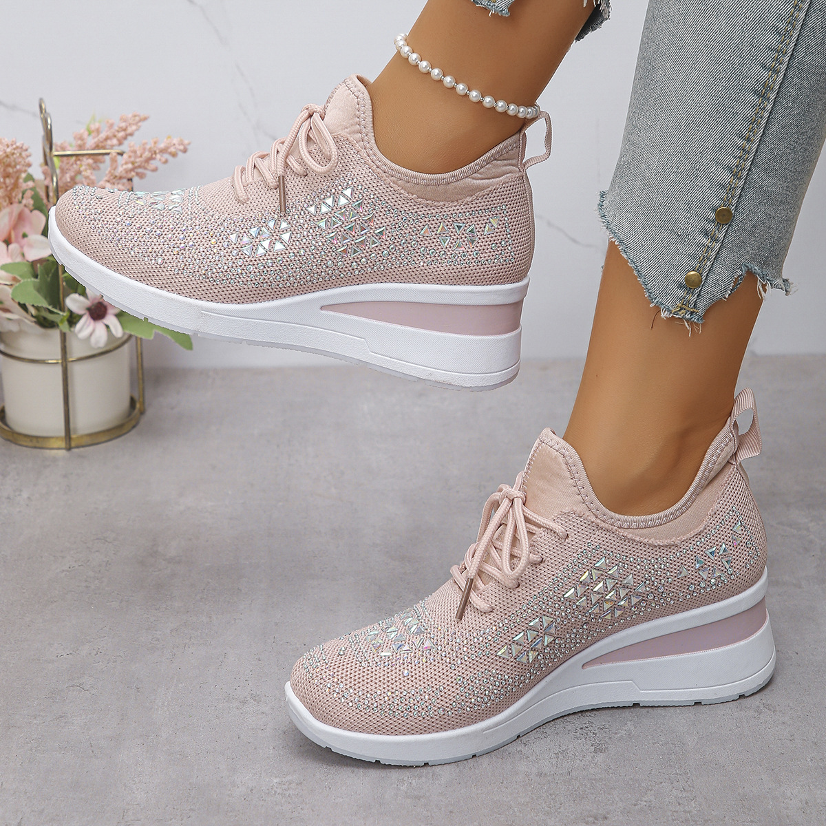 Telira | Lichtgewicht sneakers met sleehak voor dames – Ademende, stijlvolle schoenen voor dagelijks gebruik