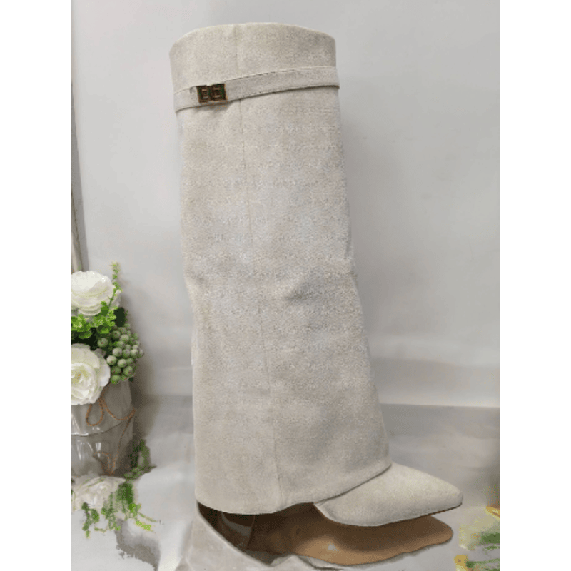 Tallure | Kniehohe Wildlederstiefel für Damen – weite Passform, bequemer Reißverschluss