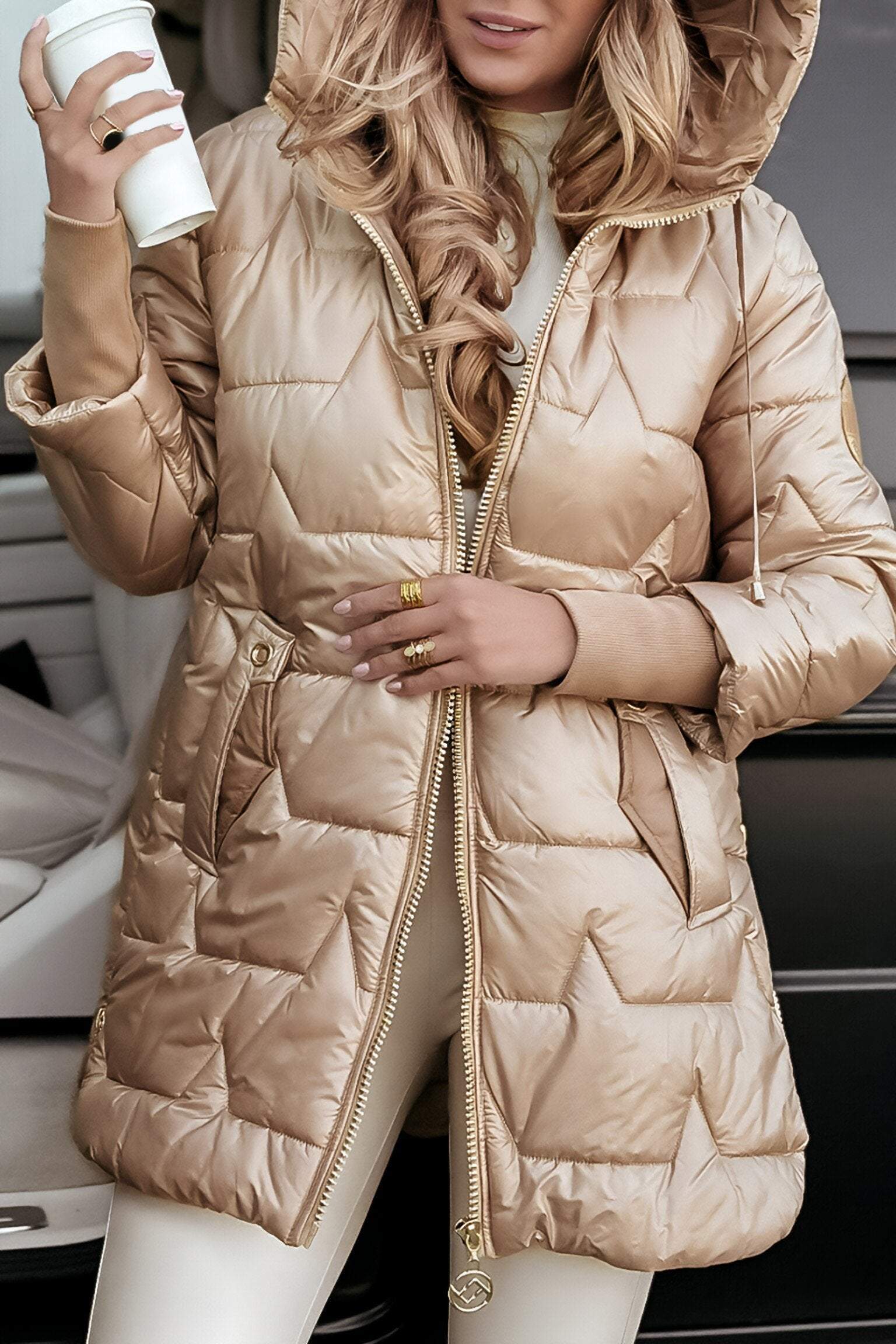 Rhyanna | Elegante Damen-Kapuzenjacke – Warmer Wintermantel für die Freizeit