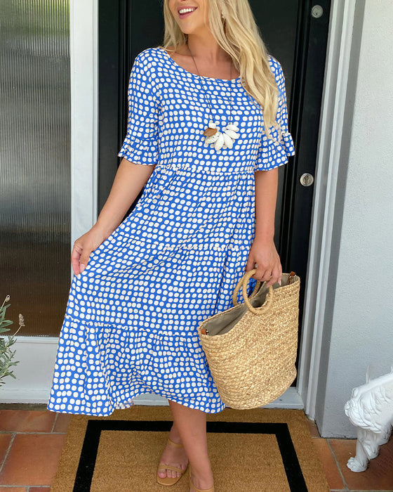 Jovelle | Casual-chique damesjurk – Midi-outfit met stippen voor elke dag