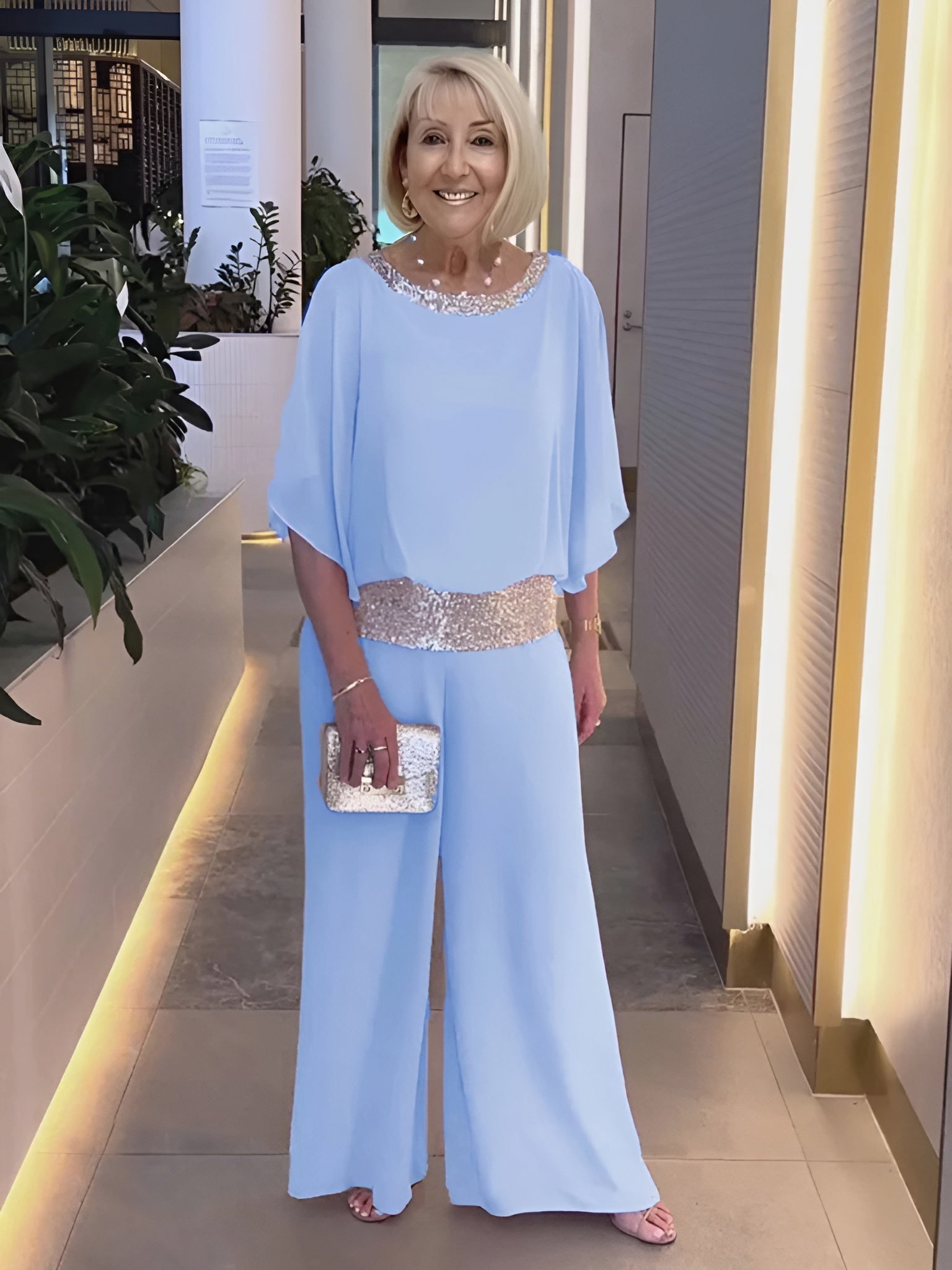 Evella | Glam Sparkle tweedelige set voor dames – Elegante luxe outfit voor feesten en avonden