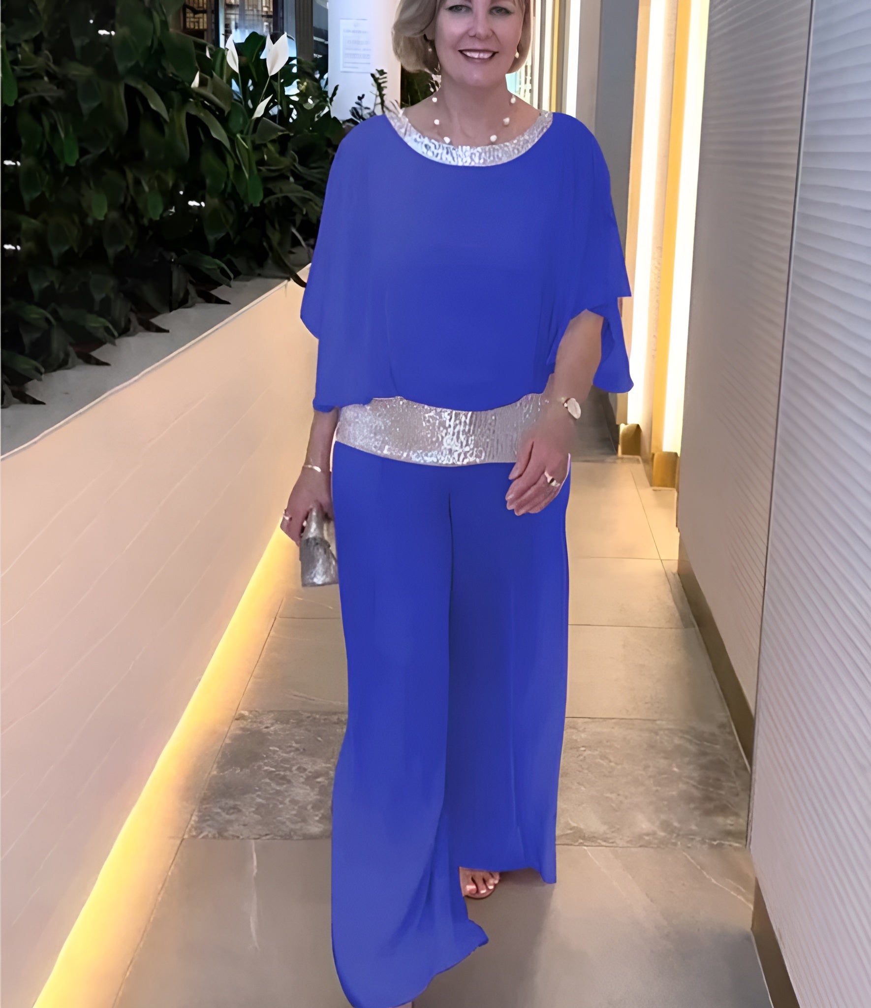 Evella | Glam Sparkle tweedelige set voor dames – Elegante luxe outfit voor feesten en avonden