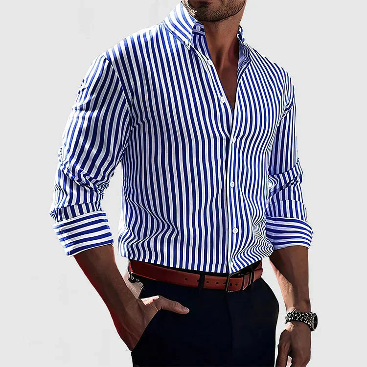 Belric | Chemise rayée à manches longues pour homme – Chemise en coton décontractée et élégante