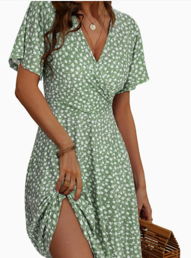 Vaisha | Midi-jurk met bloemenprint voor dames – Zomerse jurk met levendige madeliefjesprint