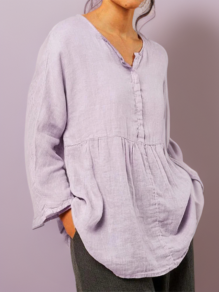 Cressia | A-lijn tuniek top voor dames – comfortabele casual blouse met knoopsluiting