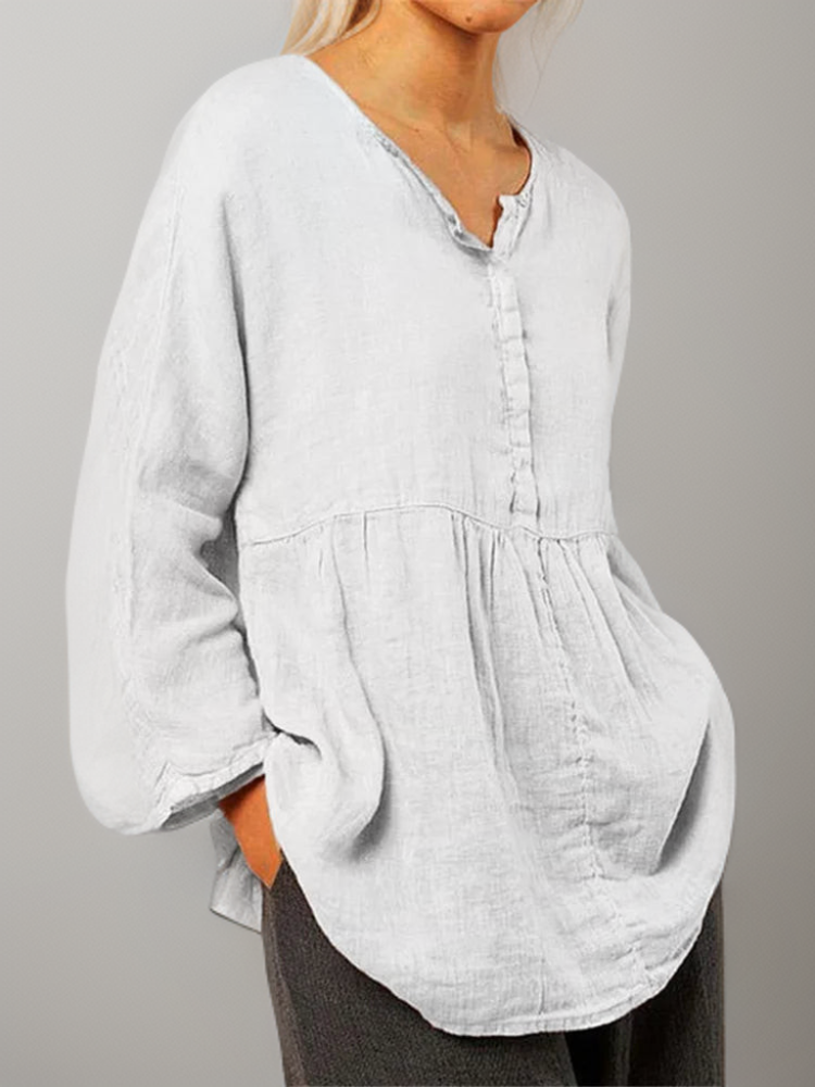 Cressia | A-lijn tuniek top voor dames – comfortabele casual blouse met knoopsluiting