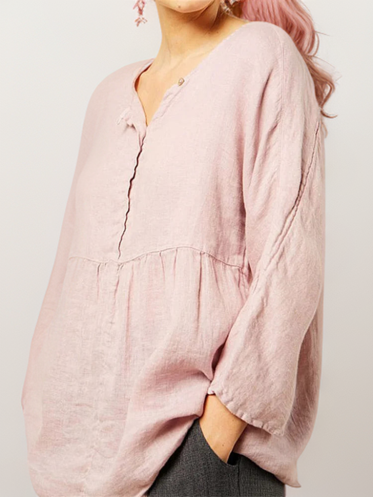 Cressia | A-lijn tuniek top voor dames – comfortabele casual blouse met knoopsluiting