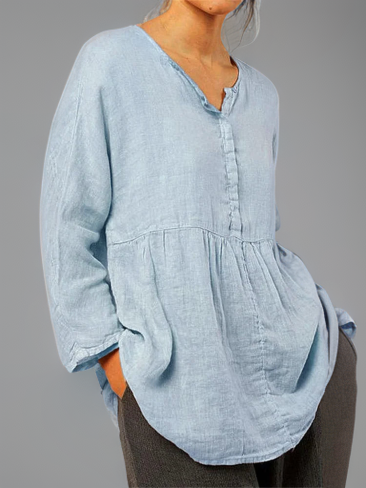 Cressia | A-lijn tuniek top voor dames – comfortabele casual blouse met knoopsluiting