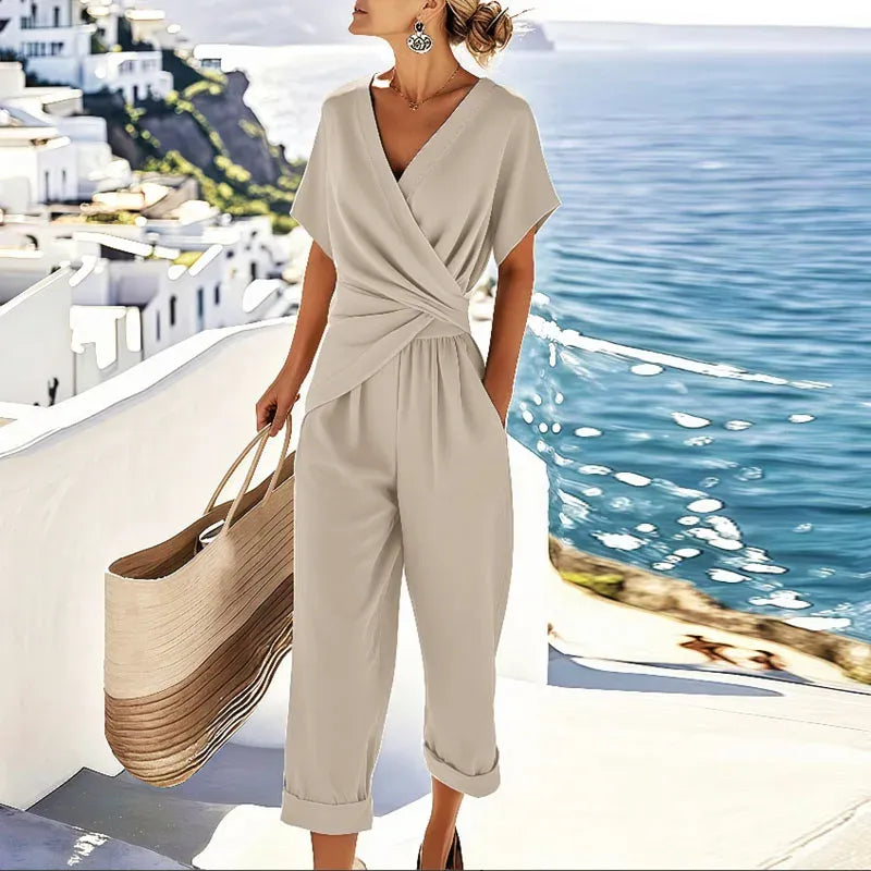 Valvielle | Wrap-Top & Hoge Taille Wijde Broek – 2-Delige Set voor Casual & Elegante Stijl