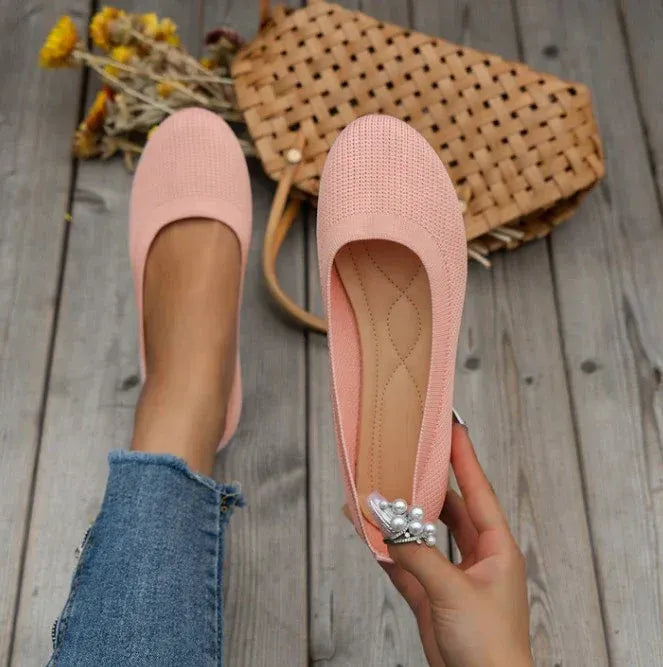 Comfera | Dames Gebreide Ballerina’s – Instapbare Poppen Schoenen, Lichtgewicht Ademende