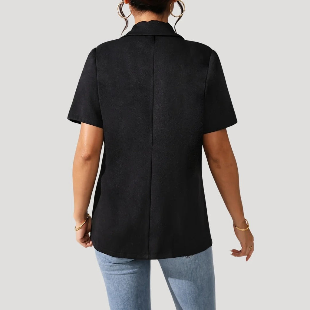 Nyzelle | Dames Blazer met Korte Mouwen – Getailleerd Heuplengte Jasje, Enkele Knoopsluiting