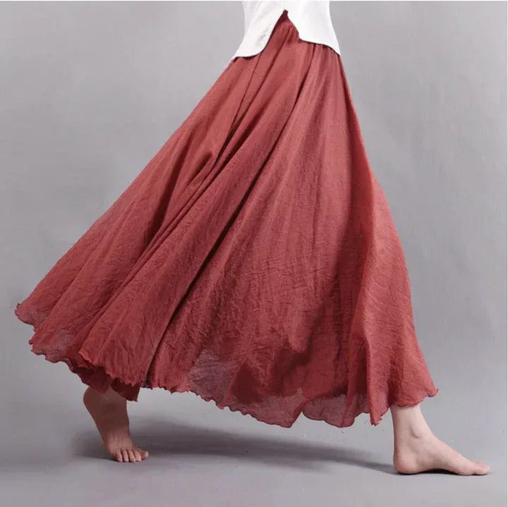 Elorisse | Dames High-Waist Maxi Rok – Zwierige A-lijn Lange Rok met Gekartelde Ruffle Zoom