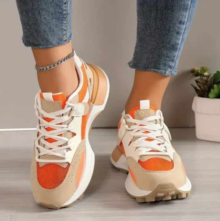 Lirara | Gelaagde Sneakers – Dames Multi-Texture Casual Schoenen