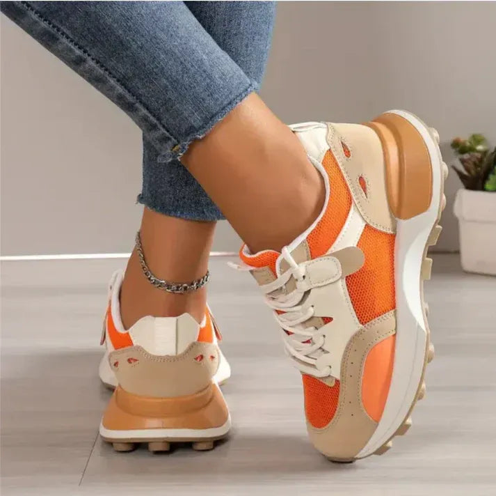 Lirara | Gelaagde Sneakers – Dames Multi-Texture Casual Schoenen