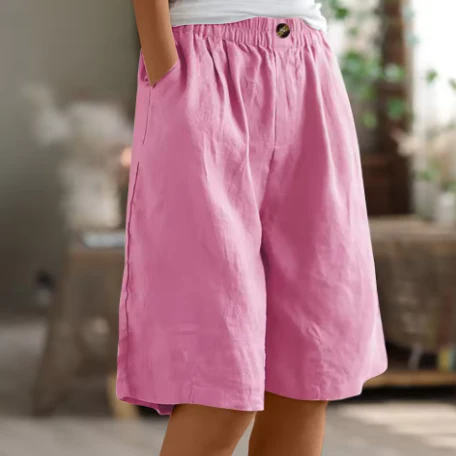 Calistae | Vrouwen: losvallende korte broek met wijde pijpen – elastische hoge taille
