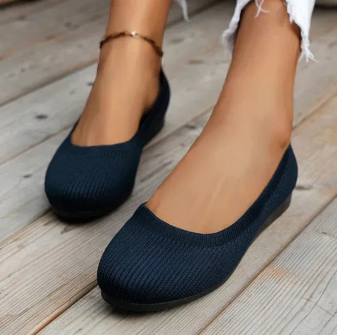 Comfera | Dames Gebreide Ballerina’s – Instapbare Poppen Schoenen, Lichtgewicht Ademende