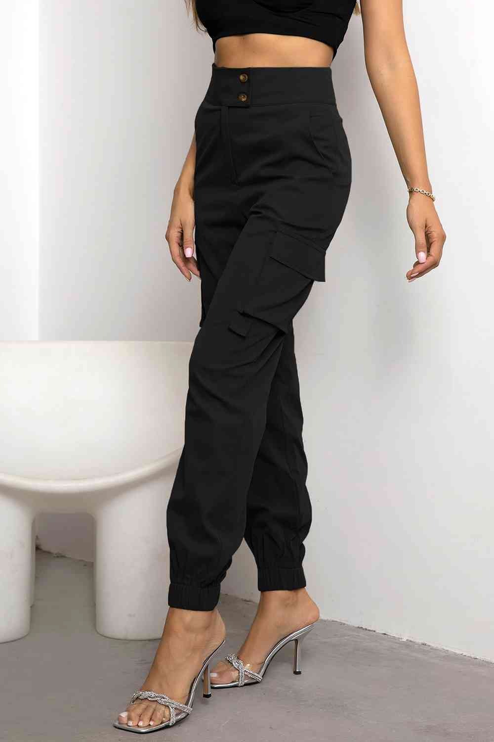Zaleia | Dames-joggingbroek met cargo-zakken, hoge taille en taps toelopende pijpen