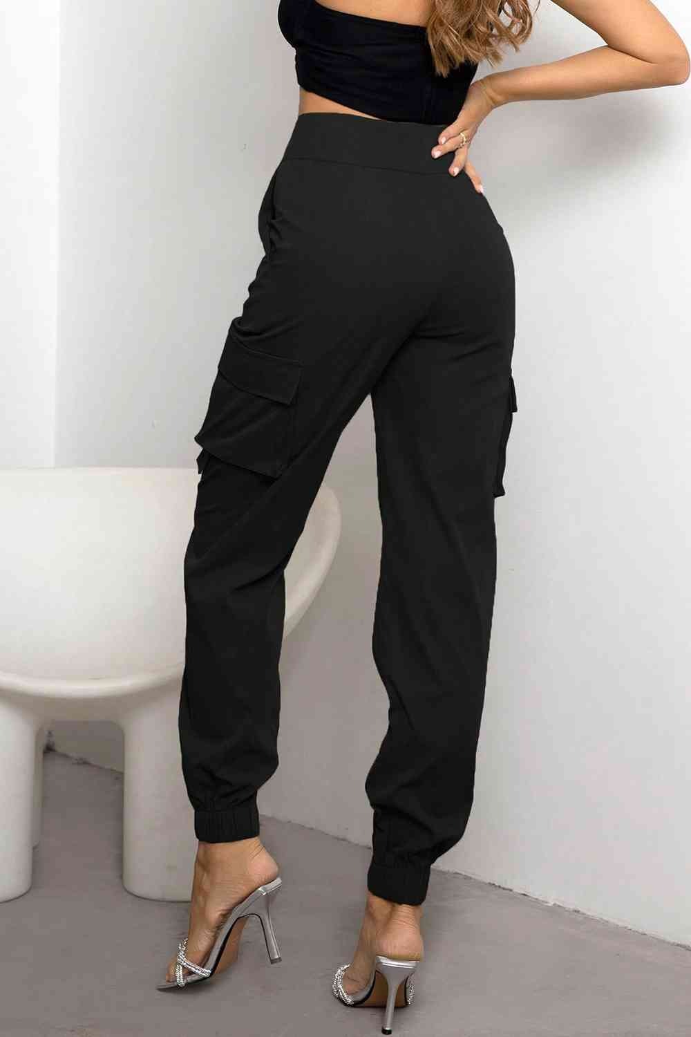 Zaleia | Dames-joggingbroek met cargo-zakken, hoge taille en taps toelopende pijpen