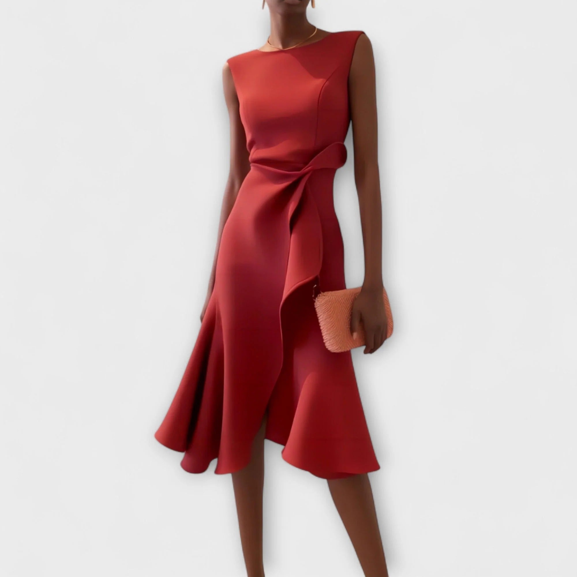 Caliorae | Mouwloze midi-wikkeljurk voor dames – Elegante A-lijn zomerjurk