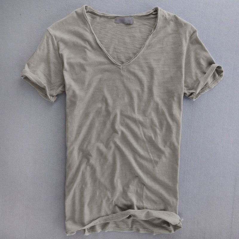 Orlanix | Heren Diepe V-Hals T-Shirt – Korte Mouwen Casual T-shirt van Katoenmix met Ruwe Halslijn