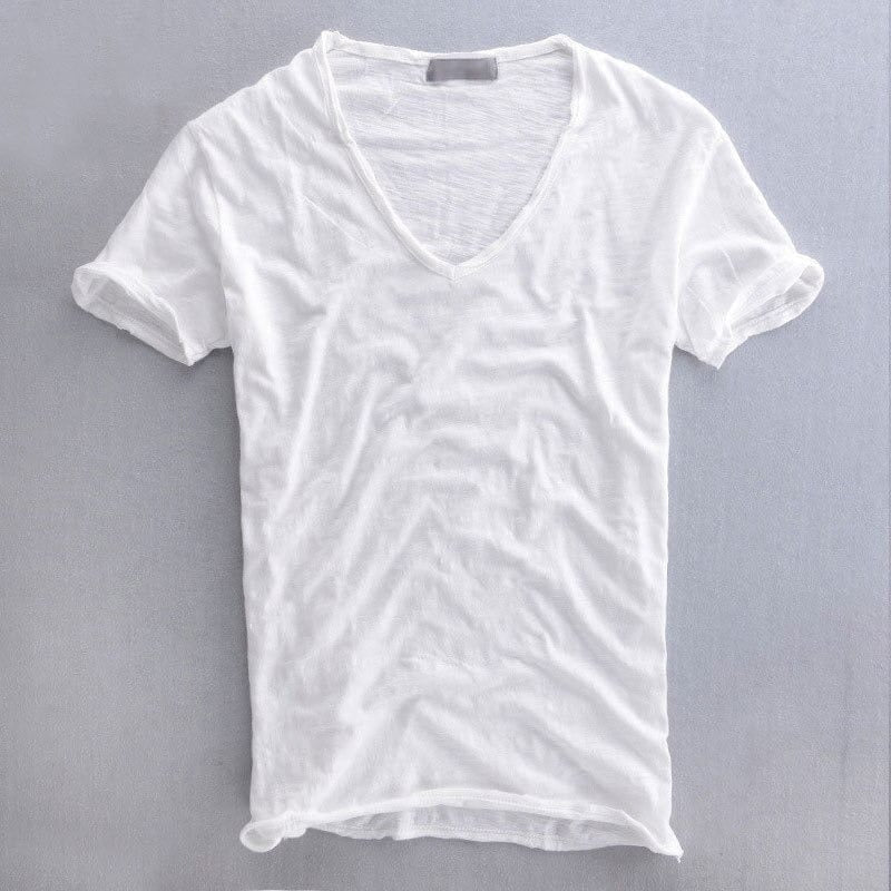 Orlanix | Heren Diepe V-Hals T-Shirt – Korte Mouwen Casual T-shirt van Katoenmix met Ruwe Halslijn