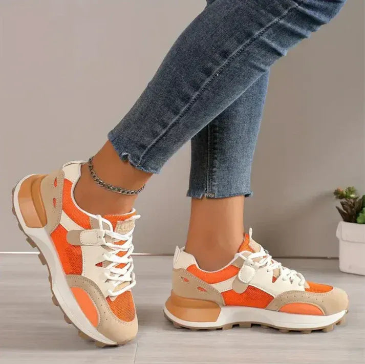 Lirara | Gelaagde Sneakers – Dames Multi-Texture Casual Schoenen