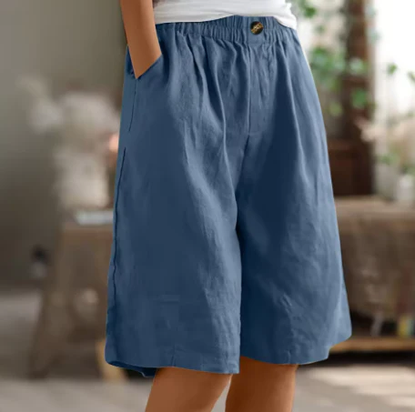 Calistae | Vrouwen: losvallende korte broek met wijde pijpen – elastische hoge taille