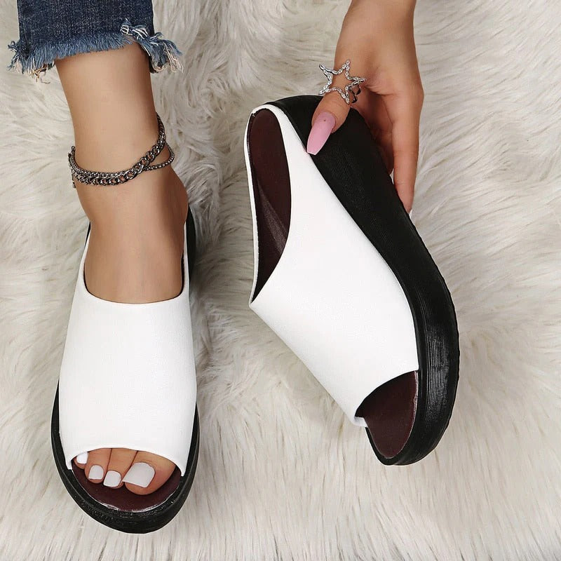 NeoStride | Dames Instap Wedge Platform Sandalen – Open Teen, Comfortabel en Stijlvol