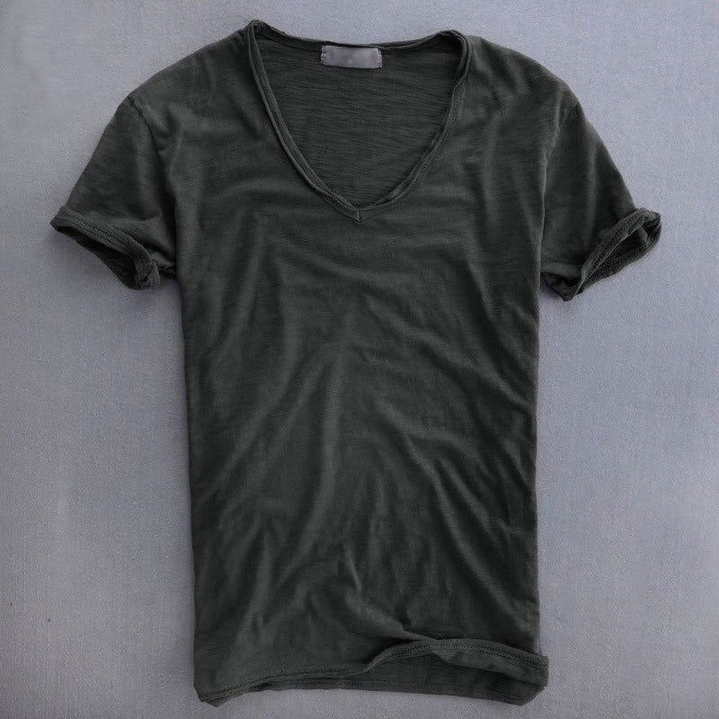 Orlanix | Heren Diepe V-Hals T-Shirt – Korte Mouwen Casual T-shirt van Katoenmix met Ruwe Halslijn