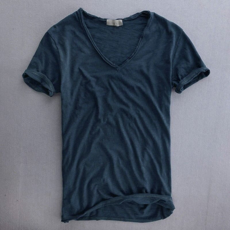 Orlanix | Heren Diepe V-Hals T-Shirt – Korte Mouwen Casual T-shirt van Katoenmix met Ruwe Halslijn