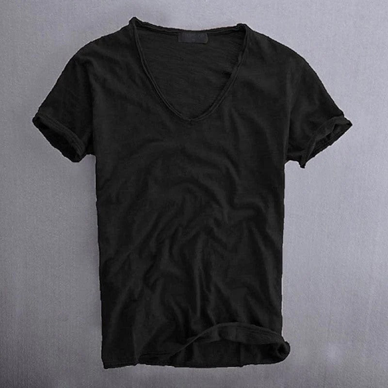 Orlanix | Heren Diepe V-Hals T-Shirt – Korte Mouwen Casual T-shirt van Katoenmix met Ruwe Halslijn