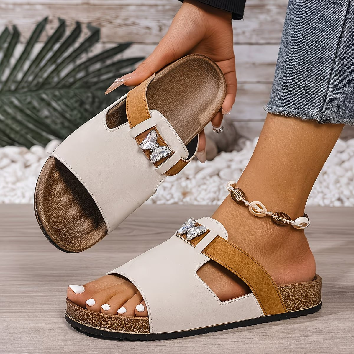 Selia | Platform Sandalen voor Dames – Instap Slippers met Platte Chunky Zool en Elegante Gesp