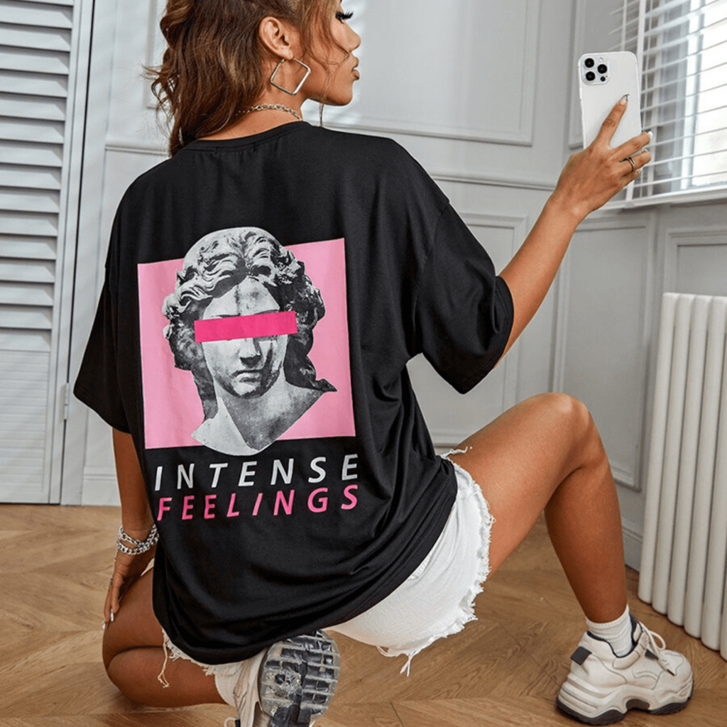 Crella | Oversized grafisch T-shirt voor dames - gedurfde letterprint, casual streetwear T-shirt