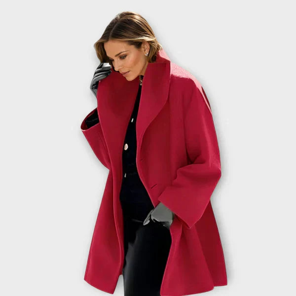 Delviana | Manteau en laine coupe-vent haut de gamme pour femme – Manteau chaud et élégant pour l'hiver et l'automne